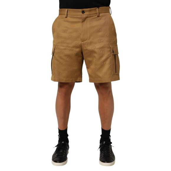 Dolce & Gabbana Brown Cotton Stretch Logo CargoBermuda Men's Shorts